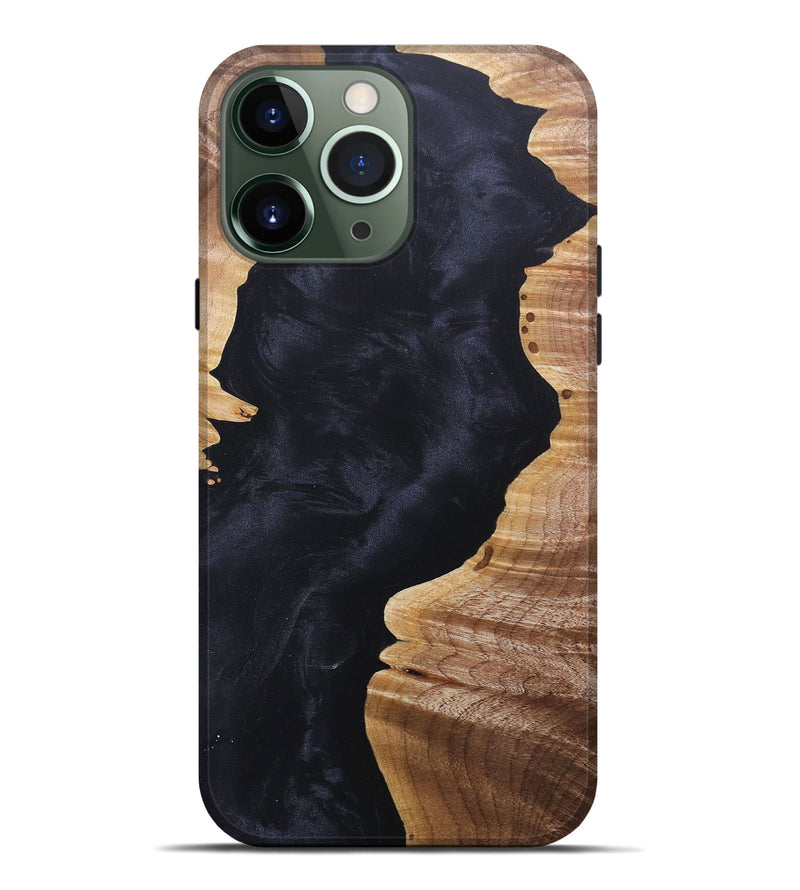 iPhone 13 Pro Max Wood+Resin Live Edge Phone Case - Maureen (Pure Black, 676045)