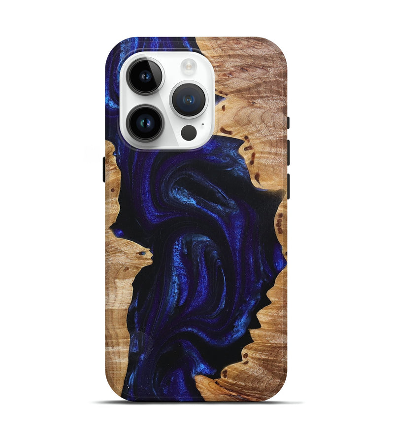 iPhone 15 Pro Wood+Resin Live Edge Phone Case - Gerald (Blue, 676046)