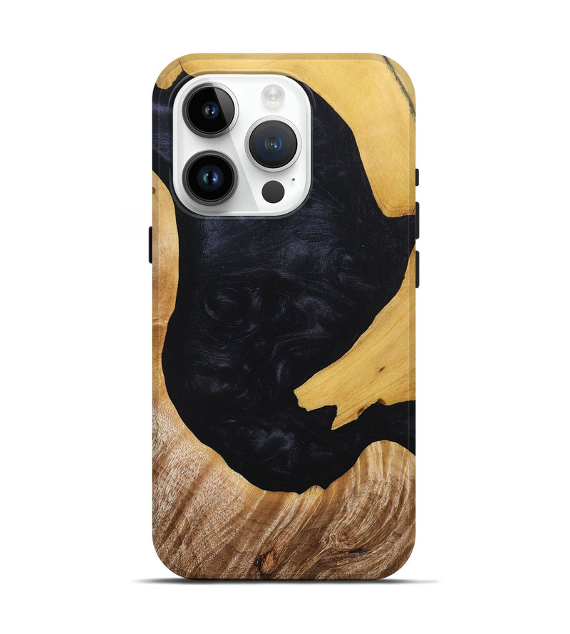 iPhone 15 Pro Wood+Resin Live Edge Phone Case - Tricia (Pure Black, 676049)