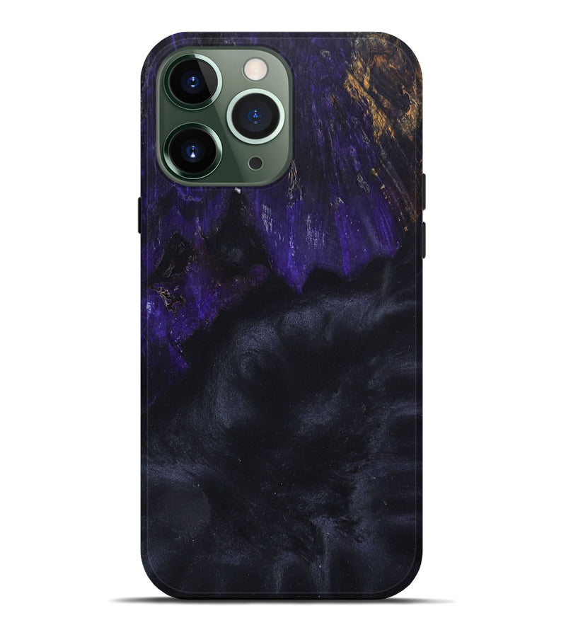 iPhone 13 Pro Max Wood+Resin Live Edge Phone Case - Lottie (Pure Black, 676052)