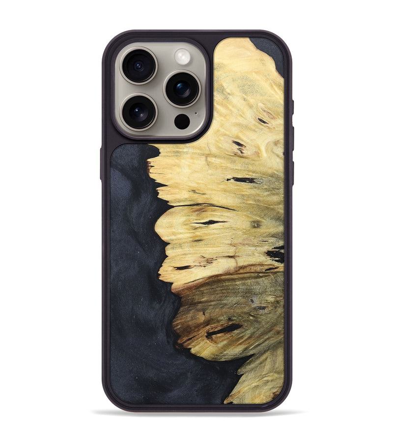 iPhone 15 Pro Max Wood+Resin Phone Case - Ezequiel (Pure Black, 676217)