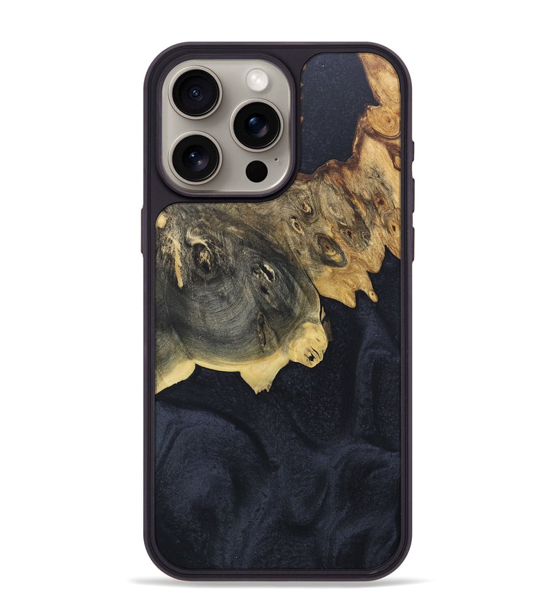 iPhone 15 Pro Max Wood+Resin Phone Case - Harold (Pure Black, 676218)