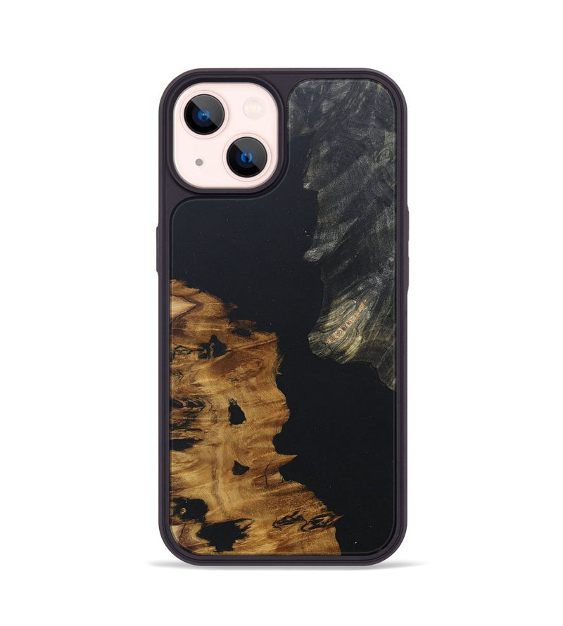 iPhone 14 Wood+Resin Phone Case - Laurel (Pure Black, 676219)