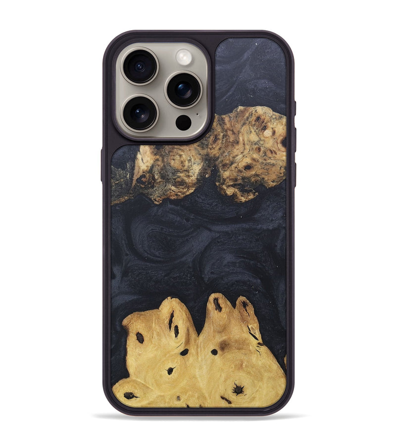 iPhone 15 Pro Max Wood+Resin Phone Case - Melissa (Pure Black, 676231)