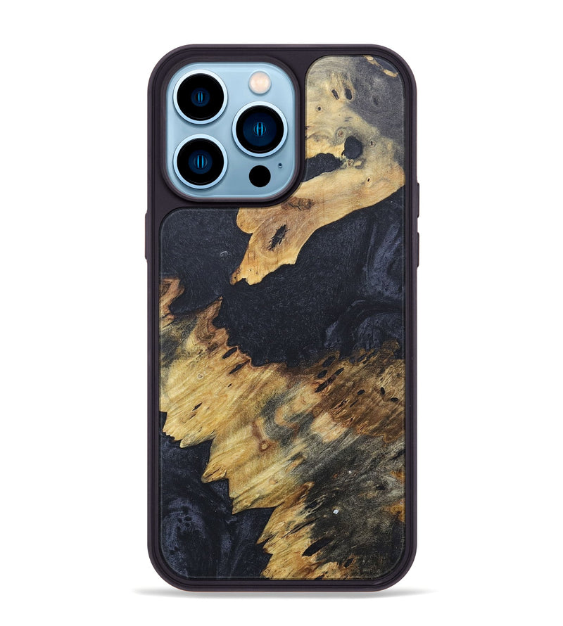 iPhone 14 Pro Max Wood+Resin Phone Case - Fabian (Pure Black, 676300)