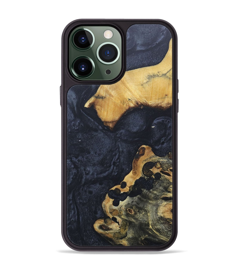 iPhone 13 Pro Max Wood+Resin Phone Case - Bob (Pure Black, 676313)