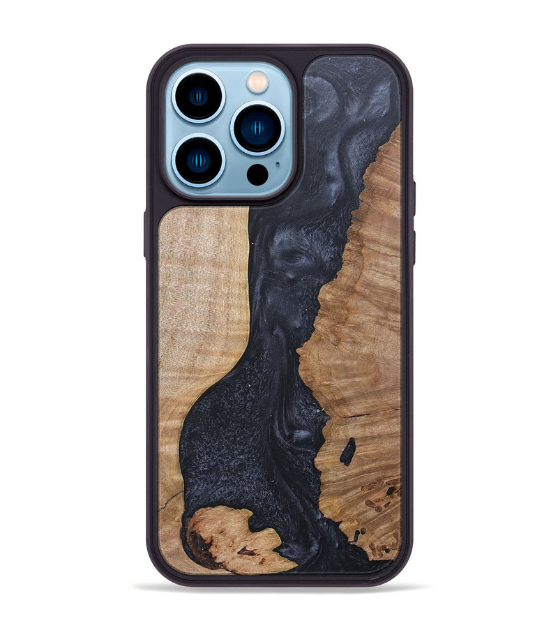 iPhone 14 Pro Max Wood+Resin Phone Case - Isla (Pure Black, 676320)