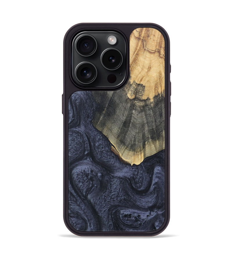iPhone 15 Pro Wood+Resin Phone Case - Anita (Pure Black, 676328)