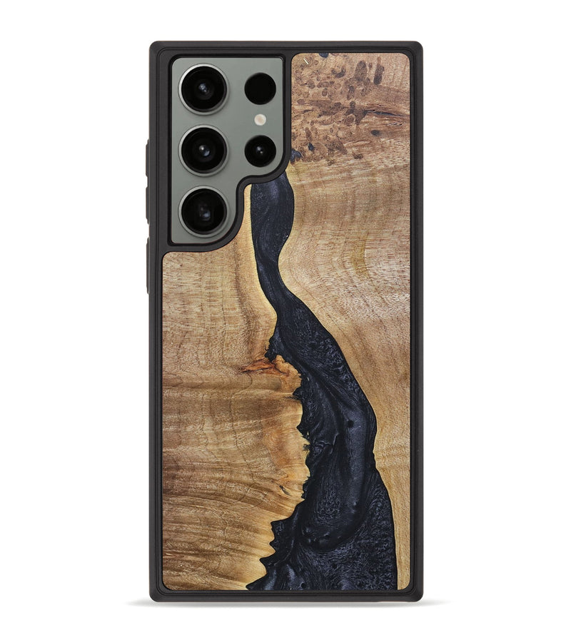 Galaxy S23 Ultra Wood+Resin Phone Case - Adalyn (Pure Black, 676332)