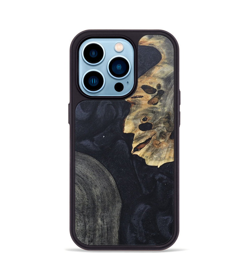 iPhone 14 Pro Wood+Resin Phone Case - Belinda (Pure Black, 676334)