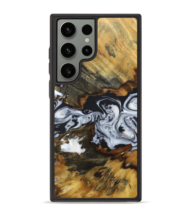 Galaxy S23 Ultra Wood+Resin Phone Case - Nayeli (Black & White, 676350)