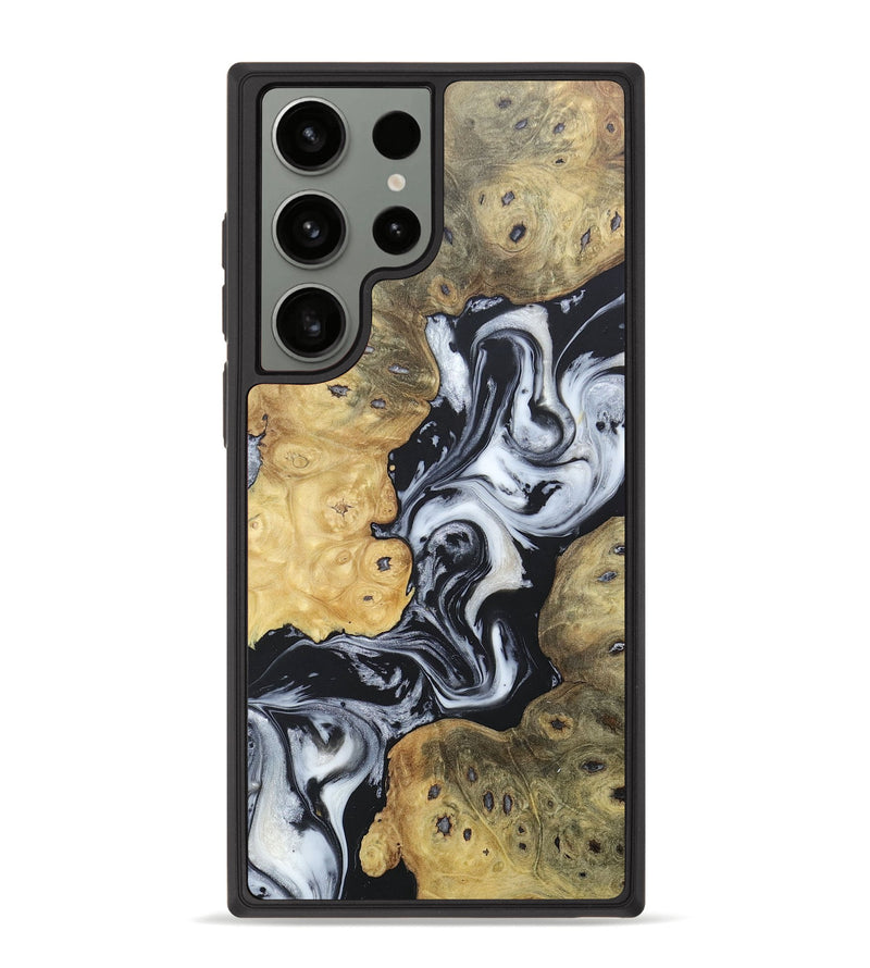 Galaxy S23 Ultra Wood+Resin Phone Case - Donovan (Black & White, 676364)
