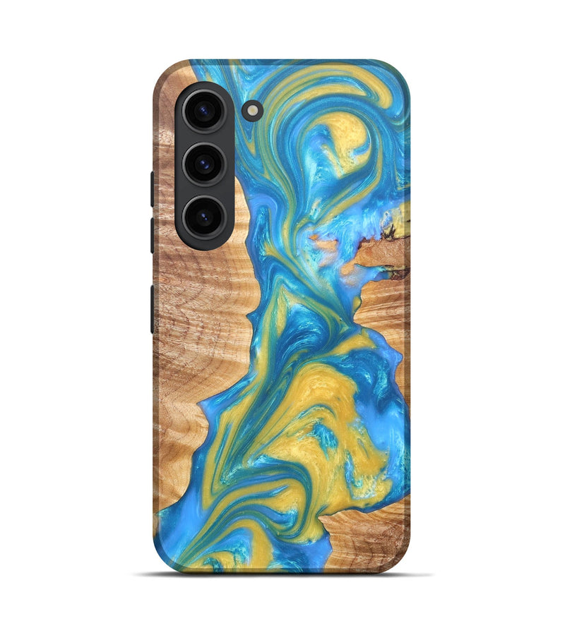 Galaxy S23 Wood+Resin Live Edge Phone Case - Ismael (Teal & Gold, 676389)