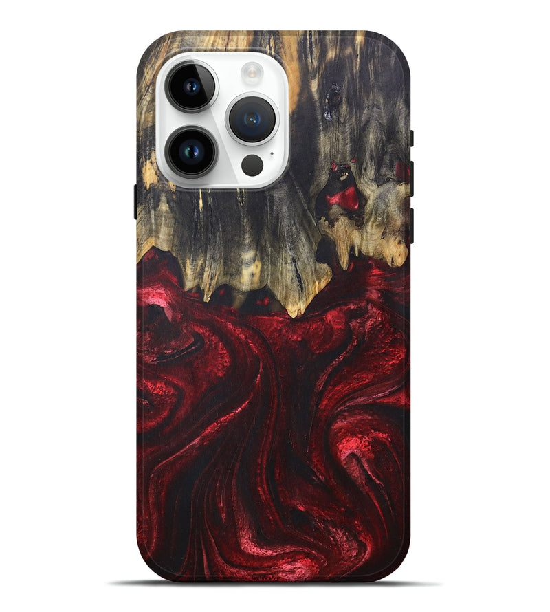 iPhone 15 Pro Max Wood+Resin Live Edge Phone Case - Addison (Red, 676392)