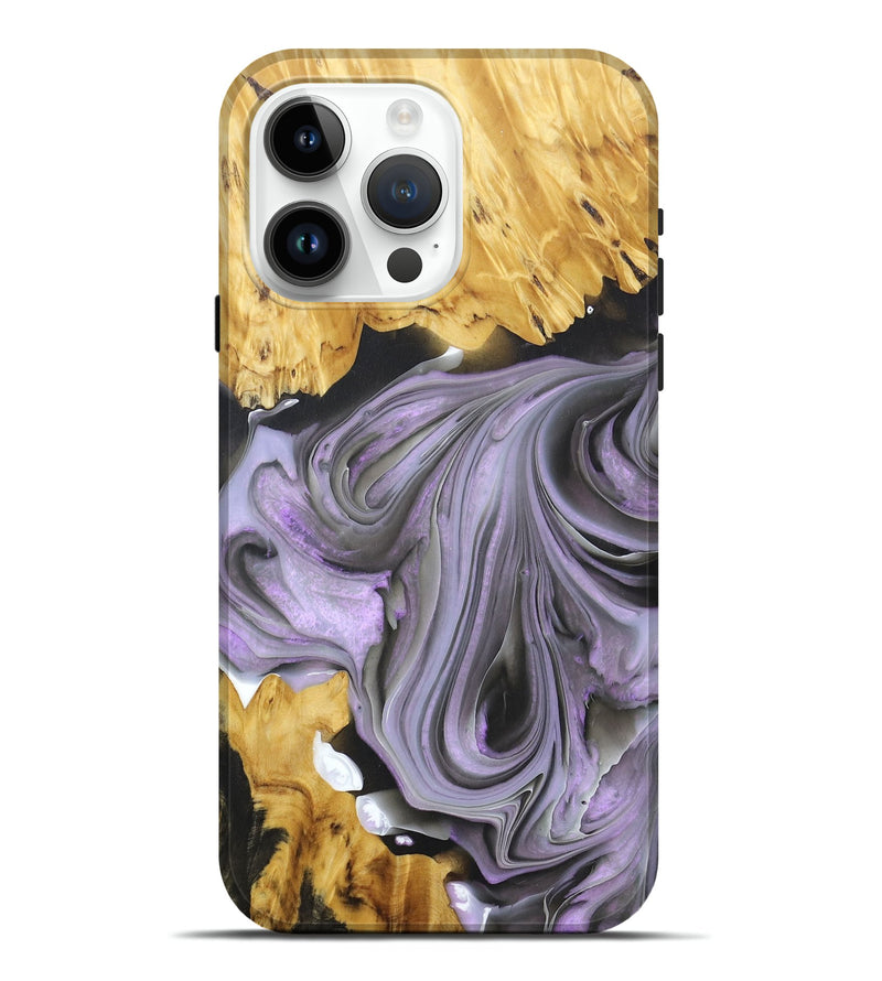 iPhone 15 Pro Max Wood+Resin Live Edge Phone Case - Kellen (Purple, 676427)