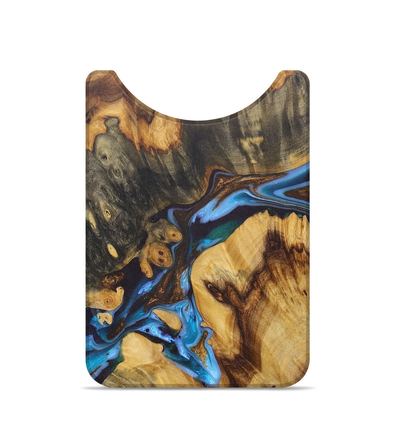 Live Edge Wood+Resin Wallet - Desiree (Teal & Gold, 676467)