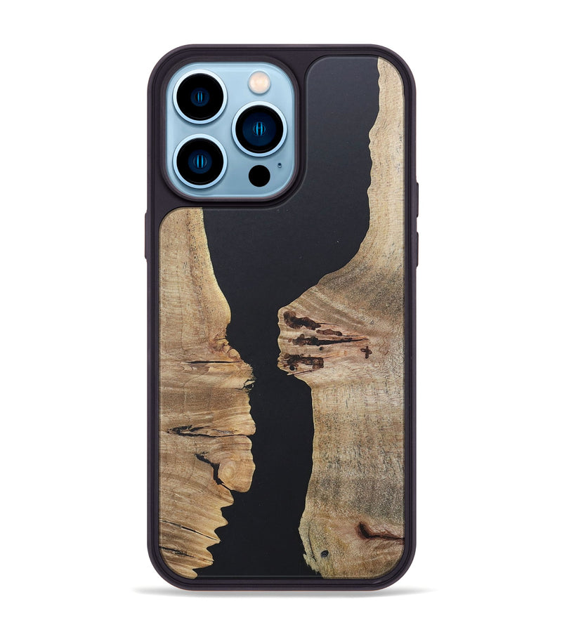 iPhone 14 Pro Max Wood+Resin Phone Case - Vernon (Pure Black, 676480)
