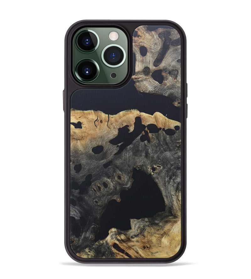 iPhone 13 Pro Max Wood+Resin Phone Case - Christie (Pure Black, 676482)