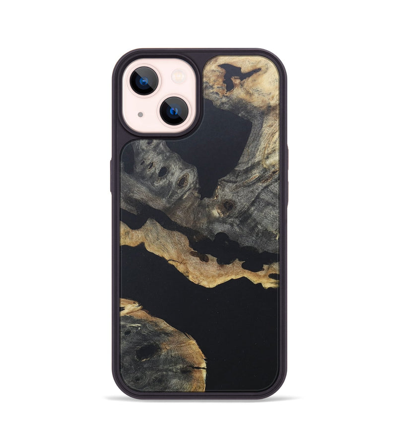 iPhone 14 Wood+Resin Phone Case - Ellen (Pure Black, 676483)