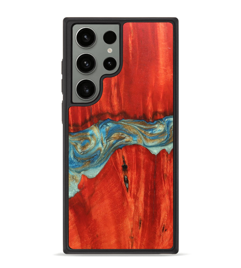 Galaxy S23 Ultra Wood+Resin Phone Case - Arlo (Teal & Gold, 676619)