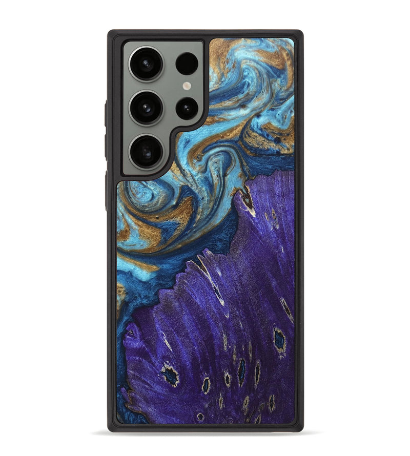 Galaxy S23 Ultra Wood+Resin Phone Case - Jarrod (Teal & Gold, 676682)