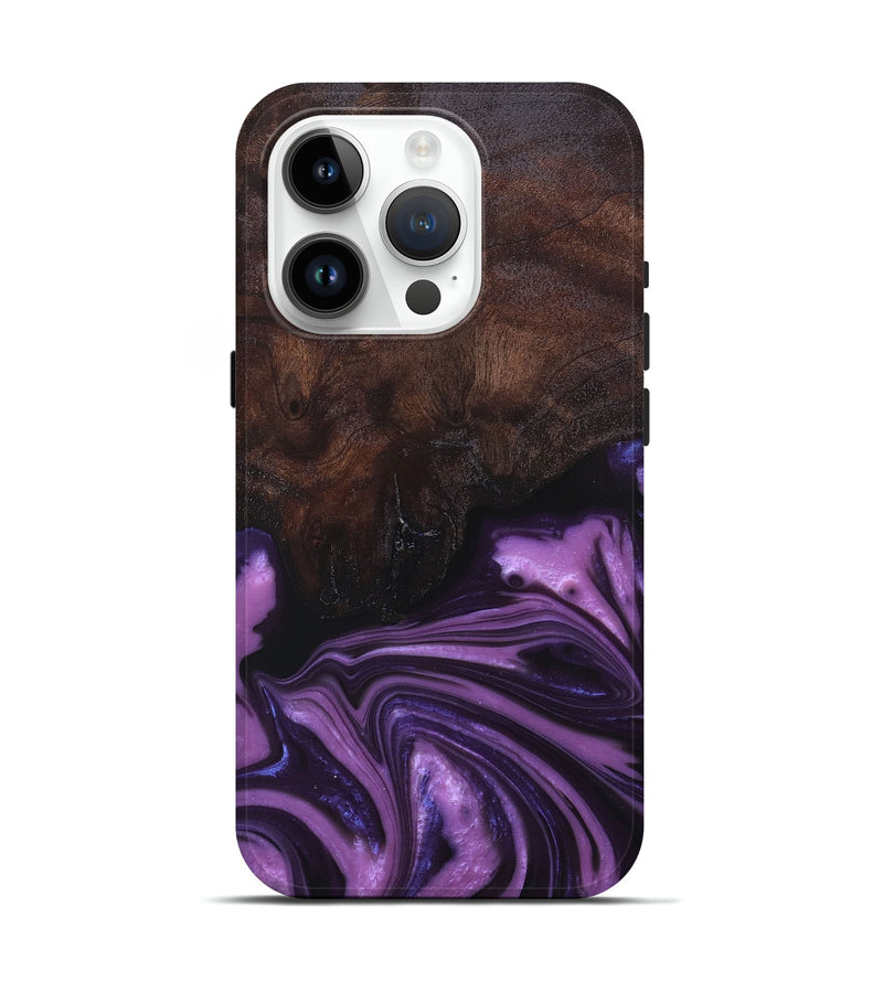 iPhone 15 Pro Wood+Resin Live Edge Phone Case - Frances (Purple, 676844)