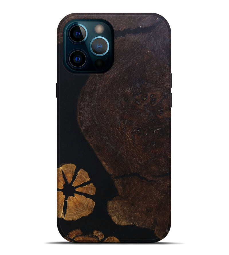 iPhone 12 Pro Max Wood+Resin Live Edge Phone Case - Reign (Pure Black, 676862)