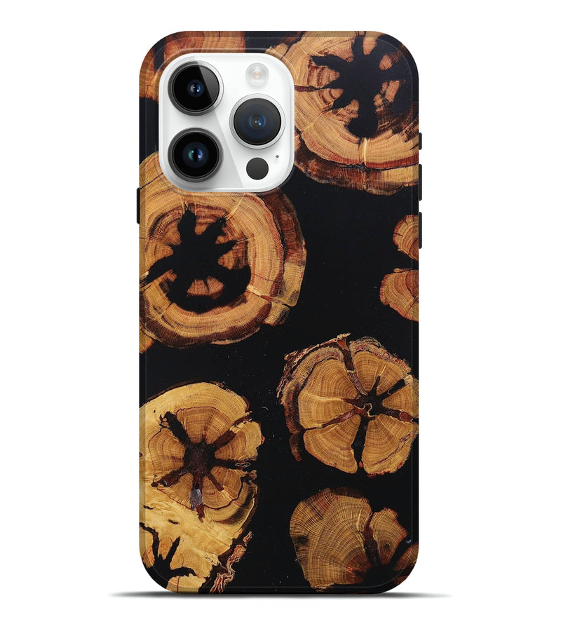 iPhone 15 Pro Max Wood+Resin Live Edge Phone Case - Mckenzie (Pure Black, 676865)