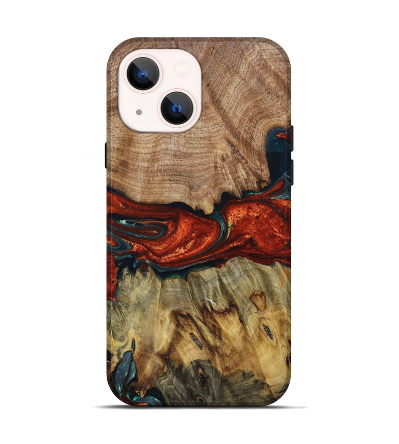 iPhone 14 Wood+Resin Live Edge Phone Case - Ayden (Red, 676866)