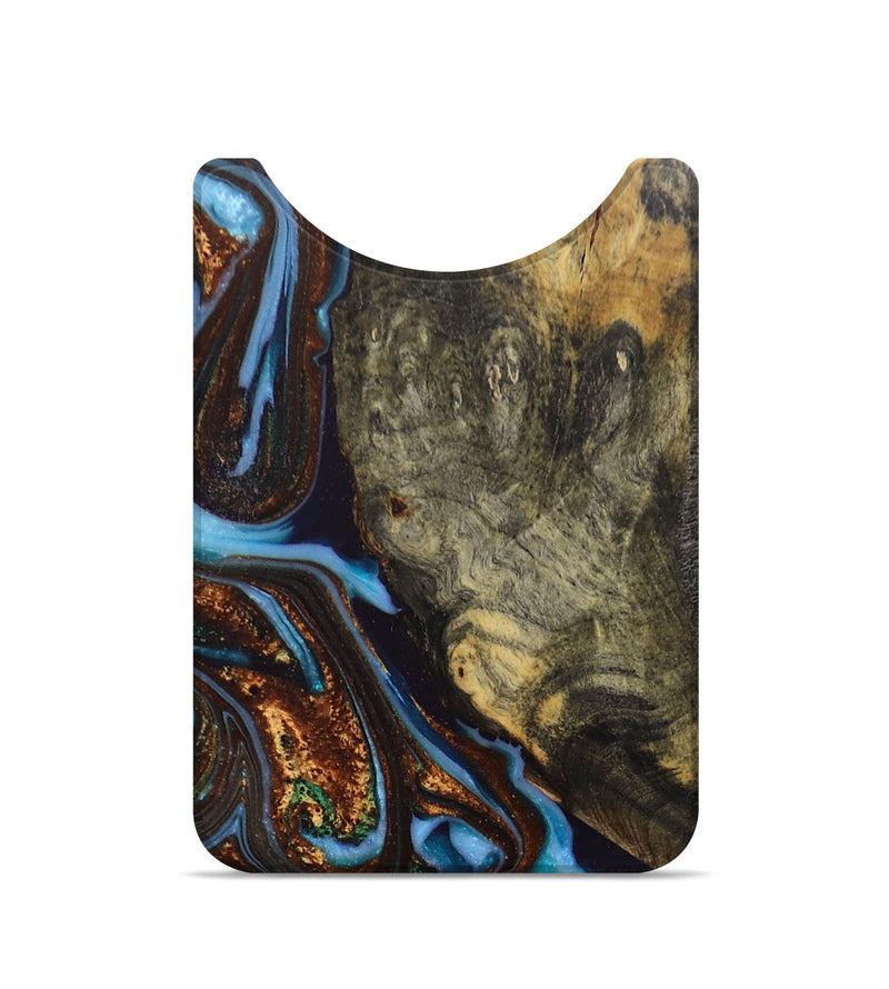 Live Edge Wood+Resin Wallet - Judith (Teal & Gold, 676889)