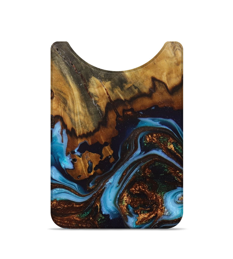 Live Edge Wood+Resin Wallet - Jermaine (Teal & Gold, 676891)