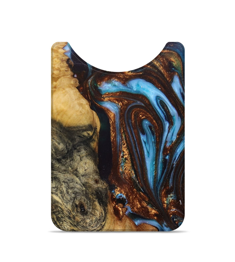 Live Edge Wood+Resin Wallet - Magnolia (Teal & Gold, 676915)