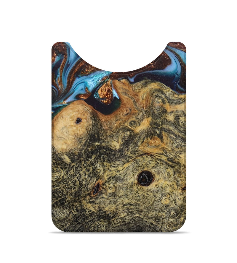 Live Edge Wood+Resin Wallet - Teresa (Teal & Gold, 676917)