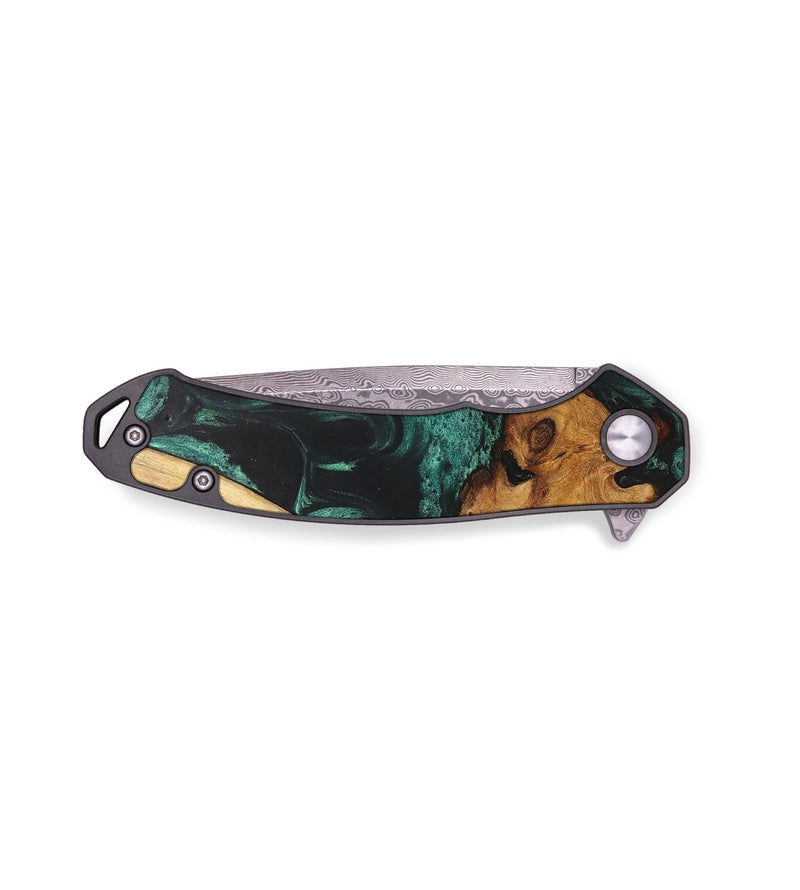 EDC Wood+Resin Pocket Knife - Stefanie (Green, 676935)