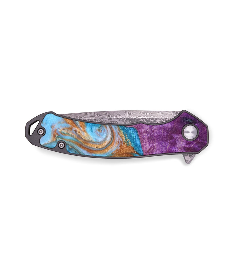 EDC Wood+Resin Pocket Knife - Gerard (Teal & Gold, 676943)