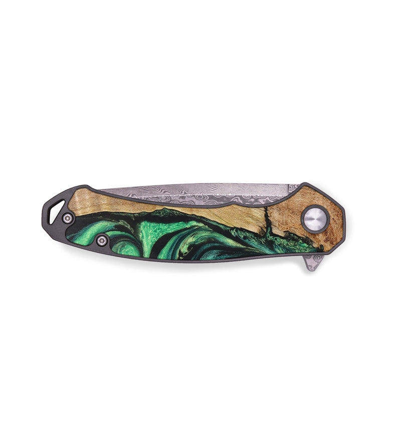 EDC Wood+Resin Pocket Knife - Kailey (Green, 676947)