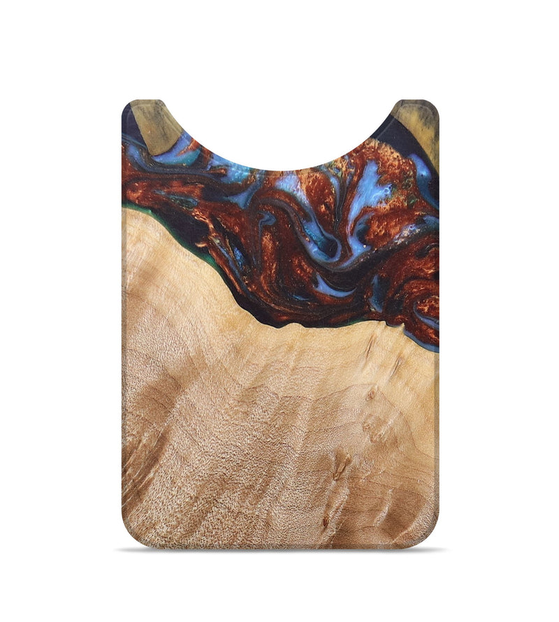 Live Edge Wood+Resin Wallet - Mary (Teal & Gold, 677478)