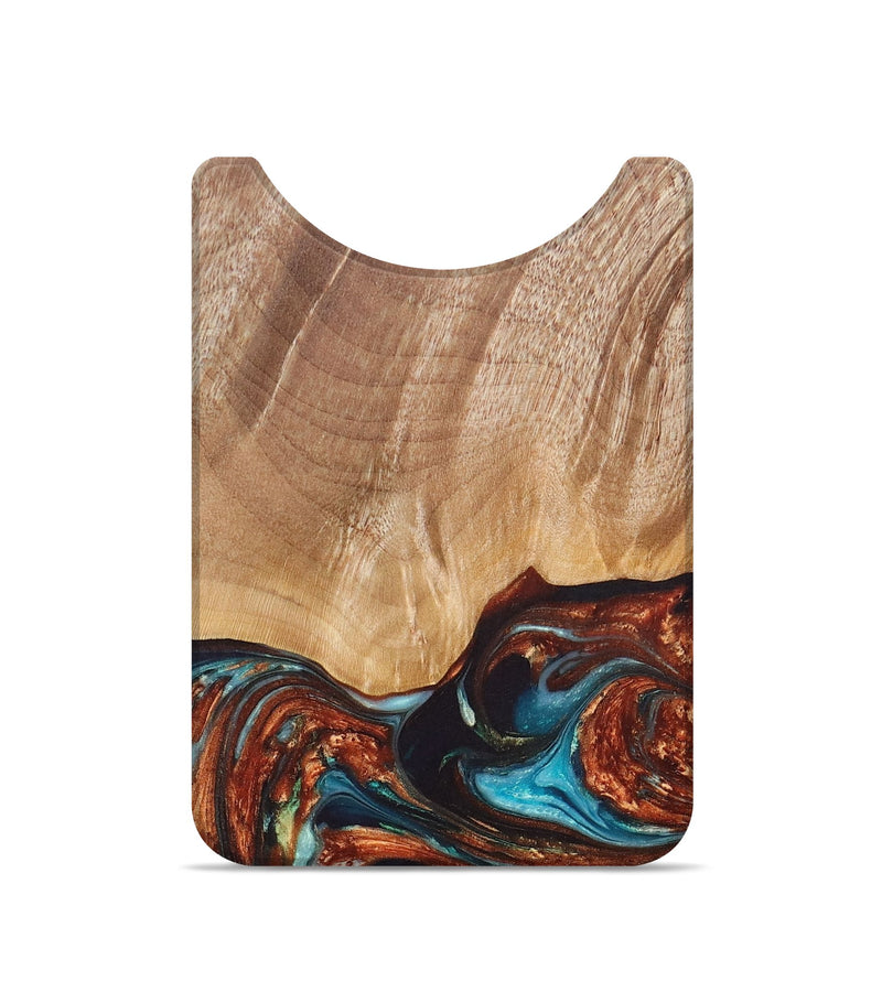 Live Edge Wood+Resin Wallet - Marvin (Teal & Gold, 677480)