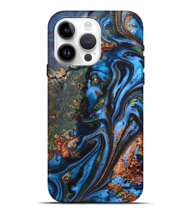 iPhone 15 Pro Max Wood+Resin Live Edge Phone Case - Kason (Blue, 677488)