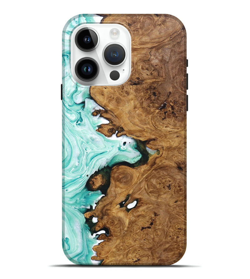 iPhone 15 Pro Max Wood+Resin Live Edge Phone Case - Daphne (Green, 677511)
