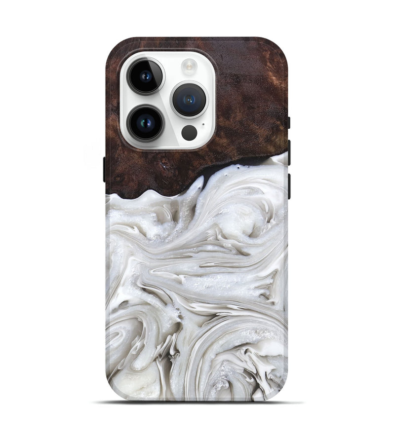 iPhone 15 Pro Wood+Resin Live Edge Phone Case - Luis (Black & White, 677523)