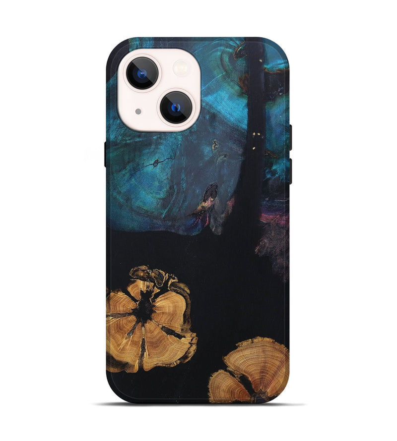 iPhone 14 Wood+Resin Live Edge Phone Case - Tyra (Pure Black, 677538)