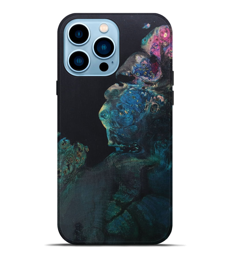 iPhone 14 Pro Max Wood+Resin Live Edge Phone Case - Willard (Pure Black, 677540)