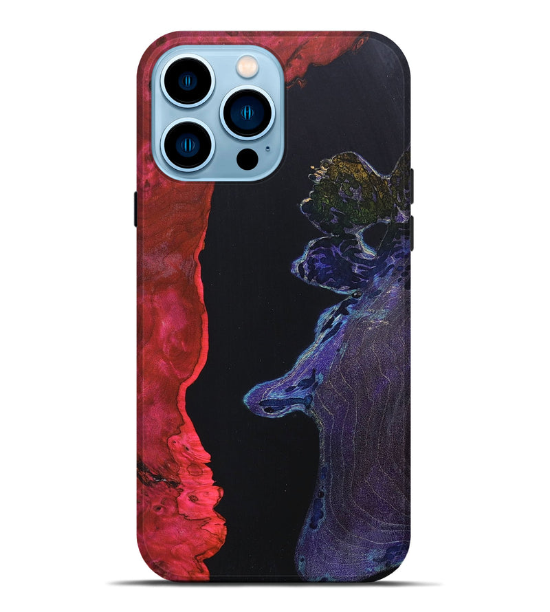 iPhone 14 Pro Max Wood+Resin Live Edge Phone Case - Samantha (Pure Black, 677541)
