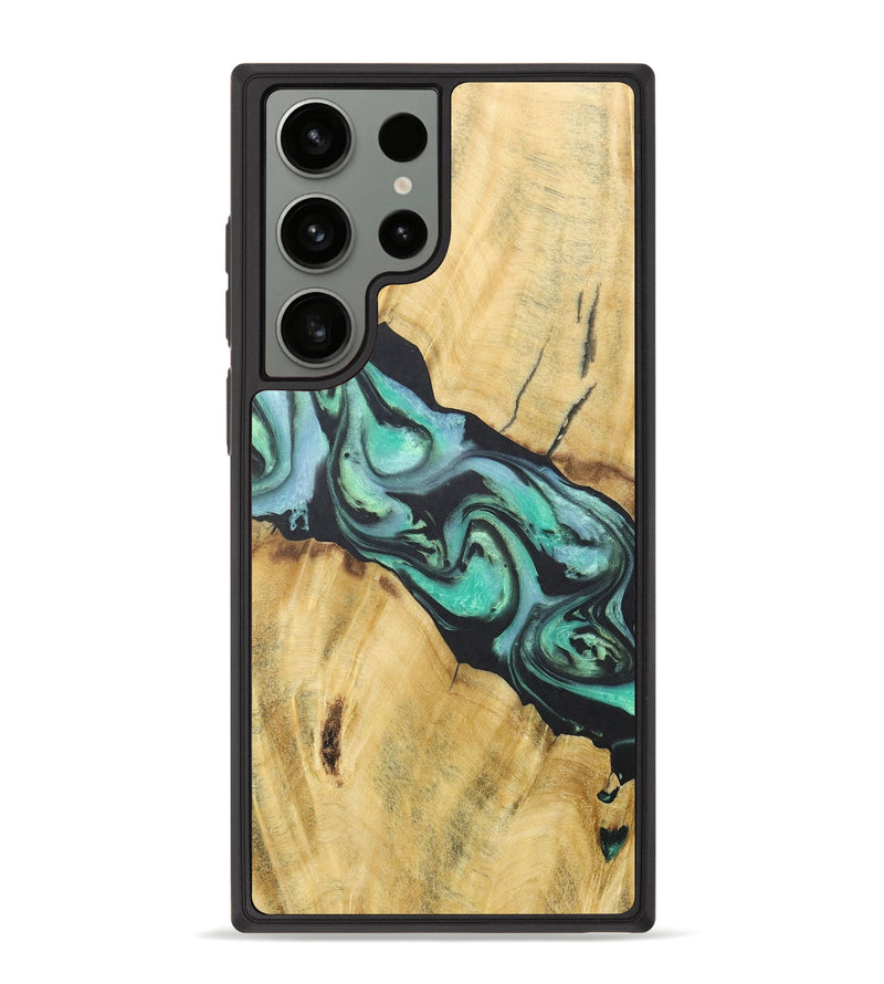 Galaxy S23 Ultra Wood+Resin Phone Case - Jimmy (Green, 677626)