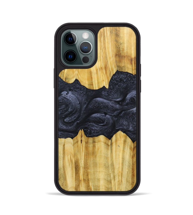 iPhone 12 Pro Wood+Resin Phone Case - Tori (Pure Black, 677843)