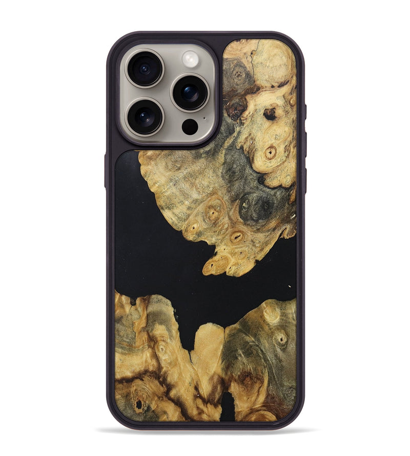 iPhone 15 Pro Max Wood+Resin Phone Case - Kyra (Pure Black, 677844)