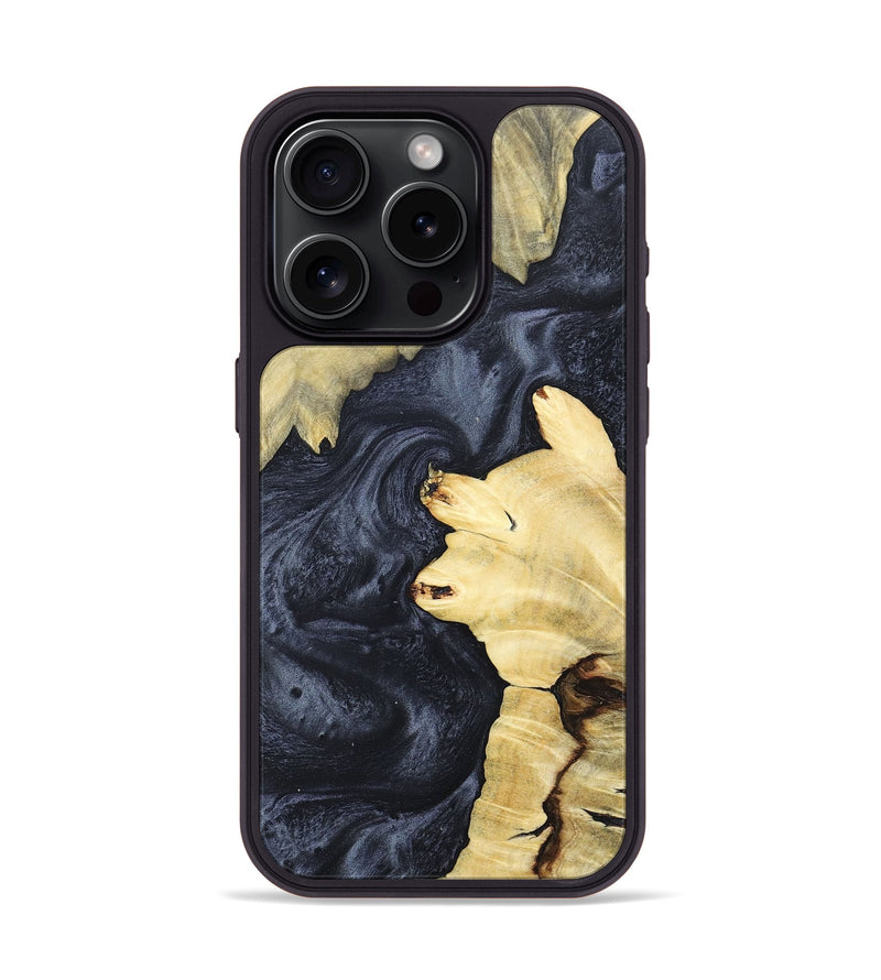 iPhone 15 Pro Wood+Resin Phone Case - Courtney (Pure Black, 677845)