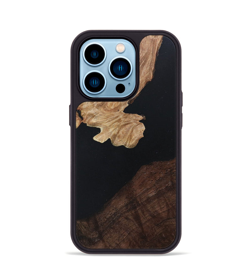iPhone 14 Pro Wood+Resin Phone Case - Maddox (Pure Black, 677849)