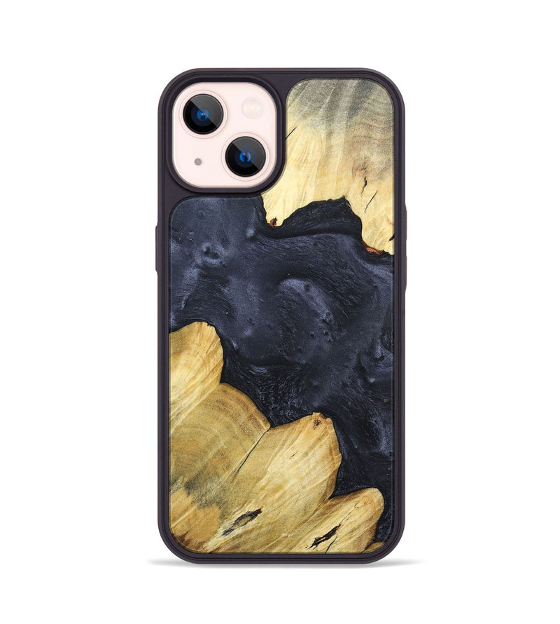 iPhone 14 Wood+Resin Phone Case - Julissa (Pure Black, 677855)